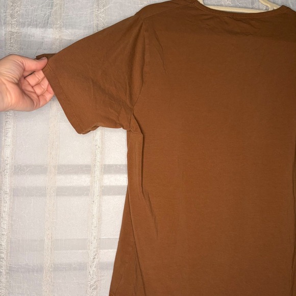 Nuuds Crew Neck Short Sleeve Tee Womens L Brown Good Curved Hem Relaxed Fit - Picture 3 of 6